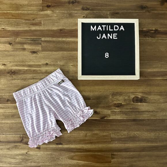 Matilda Jane Vintage House Of Clouds Sweetness Pink Cream Stripe Knit Shorties 8 - Picture 1 of 6